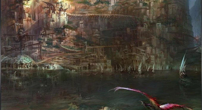 [Torment: Tides of Numenera] Концептуальный рисунок: Утёсы Сагуса со стороны моря