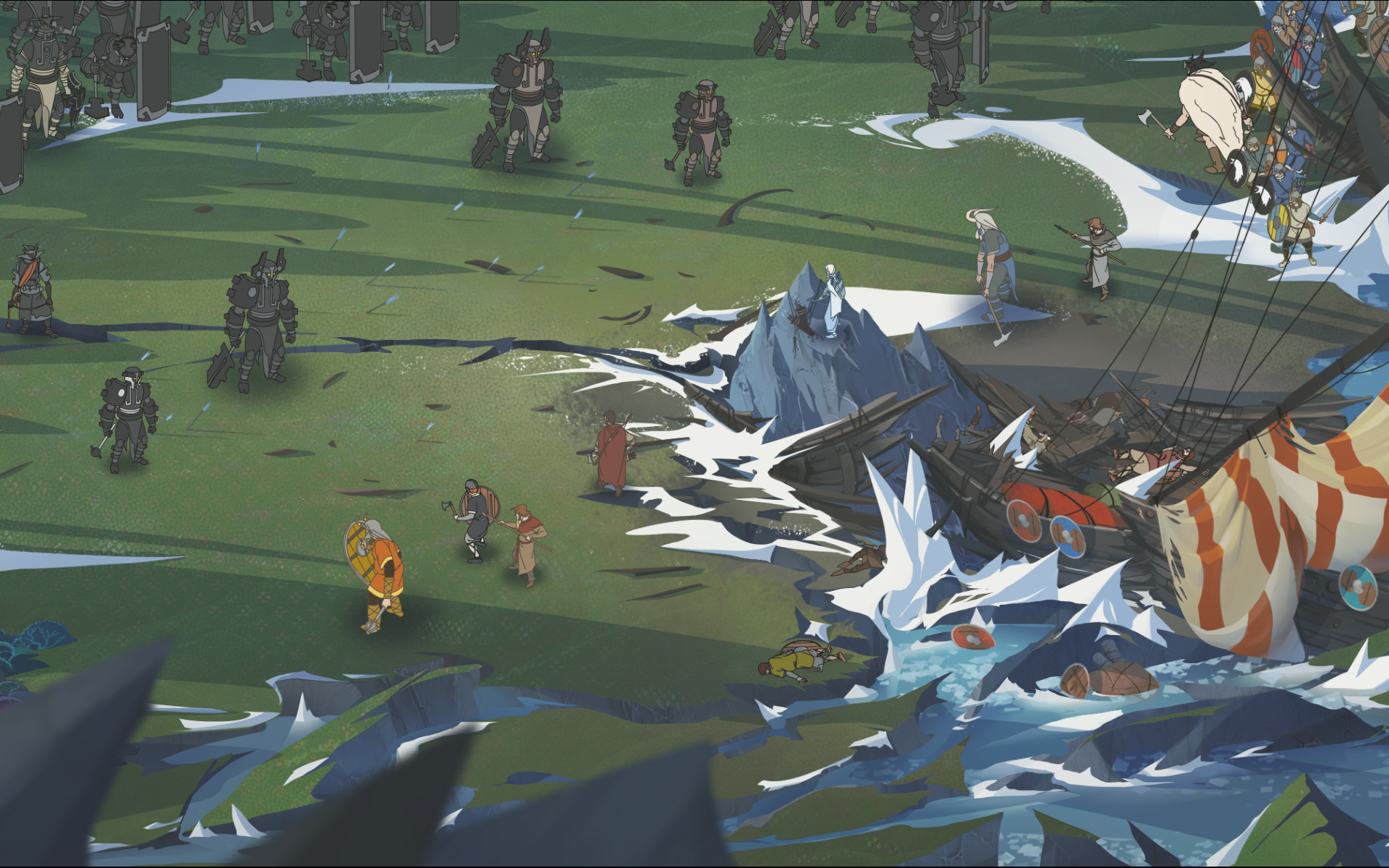 [The Banner Saga 2] На скриншоте: Лицом к лицу с врагом.