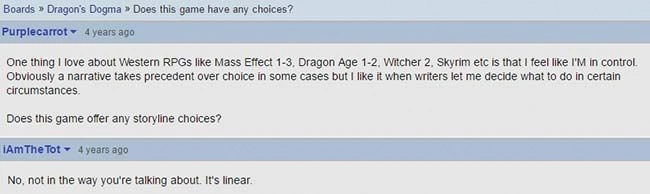 Есть ли подобная свобода выбора в Dragon's Dogma?