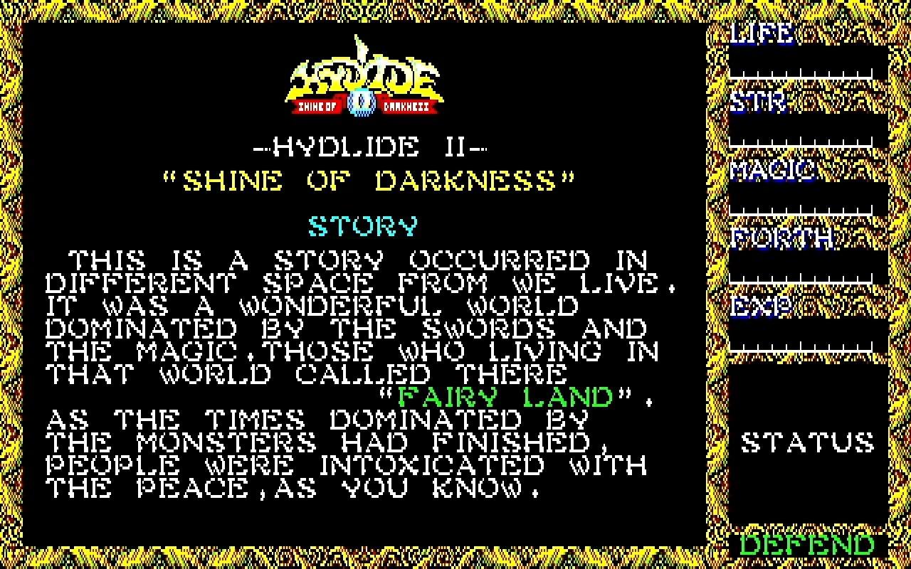 [Hydlide II: Shine of Darkness] На скриншоте: Порцию сюжета получил — теперь иди гриндить